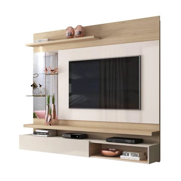 Painel Bancada para TV até 55 Polegadas Nilo Areia Creme DJ Móveis ...