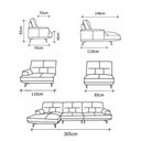 Ver imagem 2 de Sofá Evans 2 Lugares + Chaise Couro Pérola 305cm - 69875
