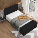 Ver imagem 1 de Kit Cabeceira Cama Box Queen 160cm com Calçadeira Roma W01 Suede Preto - Lyam Lyam Decor
