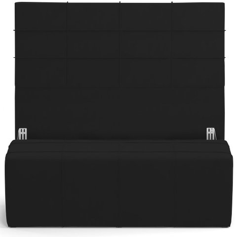 Kit Cabeceira Cama Box Queen 160cm com Calçadeira Roma W01 Suede Preto - Lyam Lyam Decor