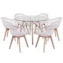 Ver imagem 2 de Kit Mesa Eames Vidro 110cm + 6 Cadeiras Web Wood - Seat&Co