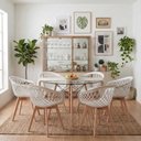 Ver imagem 1 de Kit Mesa Eames Vidro 110cm + 6 Cadeiras Web Wood - Seat&Co