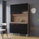 Ver imagem 1 de Kit Cozinha Compacta Vitória 118 cm 4 Portas 3 Gavetas Moblis: Savana Preto