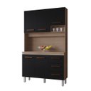 Ver imagem 3 de Kit Cozinha Compacta Vitória 118 cm 4 Portas 3 Gavetas Moblis: Savana Preto