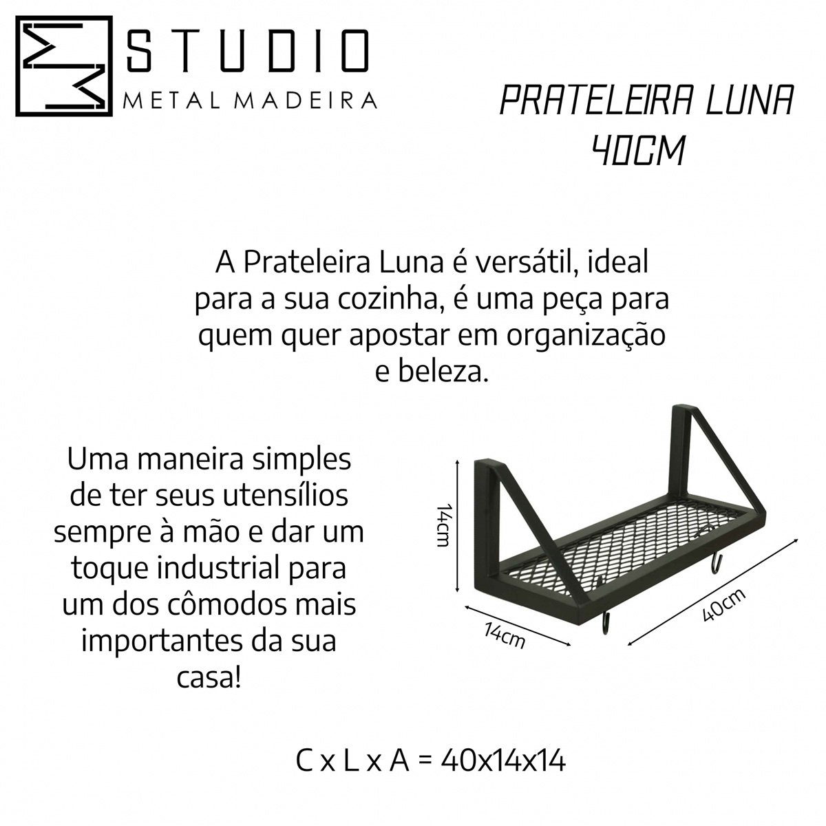 Prateleira Industrial Decorativa Luna 40cm Para Lavanderia Ou Porta Temperos Condimentos Cozinha - 5