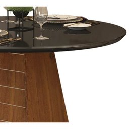 Mesa de Jantar Gris com Tampo Redondo Telha Preto Gloss Dj Móveis - 3