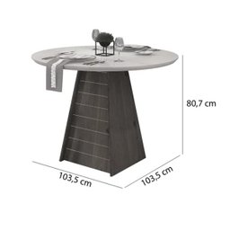 Mesa de Jantar Gris com Tampo Redondo Telha Preto Gloss Dj Móveis - 4