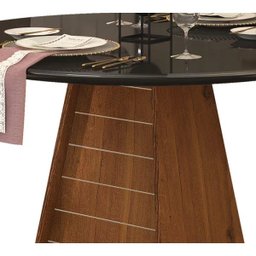 Mesa de Jantar Gris com Tampo Redondo Telha Preto Gloss Dj Móveis - 2