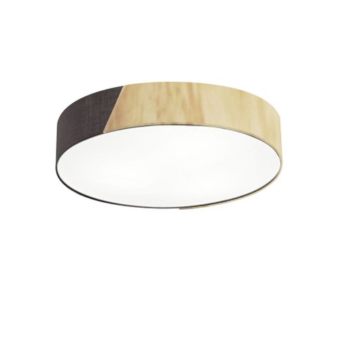 Plafon Luminária de teto decorativa para casa, MD-3076 nórdicas em tecido e madeira 3 lâmpadas - Pre