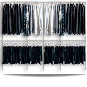 Arara cabideiro aramado trilho parede closet loja suspenso Br 3,10 m