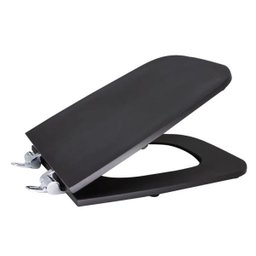 Assento Sanitário Poliéster Boss Liso Slow Close Reb. Oculto Preto Matte - 1
