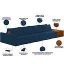 Ver imagem 4 de Sofá Ilha Modular para Sala 432cm com Puff Dublin K01 Veludo Azul Sintético Caramelo - Lyam Decor