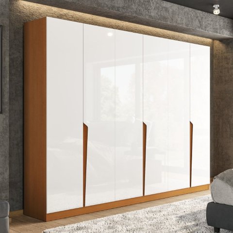 Guarda Roupa Roupeiro 6 Portas 4 Gavetas Porto Freijó Branco Politorno Móveis
