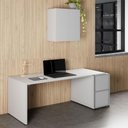 Ver imagem 1 de Mesa Escritório 1,70m C/ Balcão e Armário Aéreo 2 Portas F5 Cor:cinza
