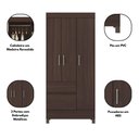 Ver imagem 3 de Guarda Roupa Solteiro Wend 3 Portas 2 Gavetas MDP Café Touch Demóbile