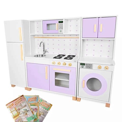 Kit Cozinha Infantil com Geladeira e Máquina de Lavar - Lilás