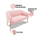 Ver imagem 5 de Sofá Namoradeira e 2 Poltronas Pé de Ferro Dourado Stella Suede D03 - D'Rossi Rosa Bebê