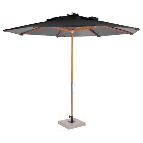 Ombrelone Leblon Preto em Madeira 2,90 Mt (larg) Base 49x49 Cm Central com Tecido Bagun - 44298