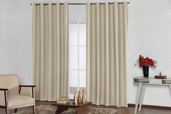 Cortina Blackout Re9Casa para Quarto ou Sala3,70x2,70M Cor Palha - 1