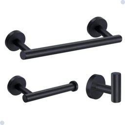 Kit Acessórios para Banheiro Aço Inox Acabamento Redondo Preto Fosco Black 4 Peças - 9