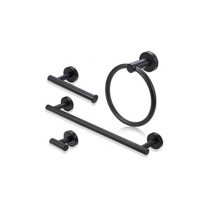 Kit Acessórios para Banheiro Aço Inox Acabamento Redondo Preto Fosco Black 4 Peças
