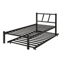 Ver imagem 2 de Cama Solteiro Ferro Bruna 100% Aço Industrial Reforçada com Cama Auxiliar e Colchão - Preto