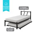 Ver imagem 3 de Cama Solteiro Ferro Bruna 100% Aço Industrial Reforçada com Cama Auxiliar e Colchão - Preto