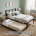 Ver imagem 1 de Cama Solteiro Ferro Bruna 100% Aço Industrial Reforçada com Cama Auxiliar e Colchão - Preto