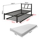 Ver imagem 4 de Cama Solteiro Ferro Bruna 100% Aço Industrial Reforçada com Cama Auxiliar e Colchão - Preto