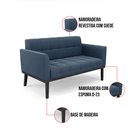 Ver imagem 6 de Sofá Namoradeira 2 Lugares Base de Madeira Preto Elisa Suede Azul Marinho D03 - D'Rossi