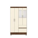 Ver imagem 2 de Guarda Roupa Solteiro Abruzzo 4 Portas de Bater 2 com Espelhos 2 Gavetas Nogueira/offwhite G98 - Gra