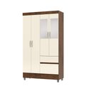Ver imagem 7 de Guarda Roupa Solteiro Abruzzo 4 Portas de Bater 2 com Espelhos 2 Gavetas Nogueira/offwhite G98 - Gra