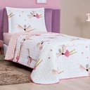 Ver imagem 2 de Kit Colcha Bailarina Solteiro Tecido Microfibra Dupla Face Quarto Infantil - Branco