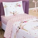 Ver imagem 1 de Kit Colcha Bailarina Solteiro Tecido Microfibra Dupla Face Quarto Infantil - Branco