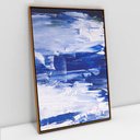Ver imagem 1 de Quadro Decorativo em Canvas Abstrato Mar Azul TaColado Moldura Flutuante 4,5cm Freijó 120 x 80cm