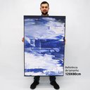Ver imagem 2 de Quadro Decorativo em Canvas Abstrato Mar Azul TaColado Moldura Flutuante 4,5cm Freijó 120 x 80cm