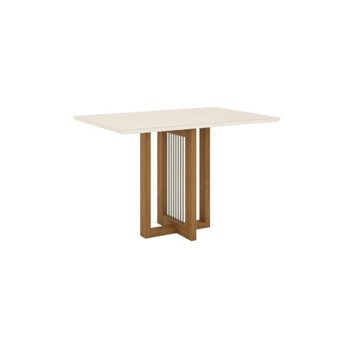 Mesa de Jantar 4 Lugares Henn Natalí SC74-127 Tampo de Vidro Nature/Off White SE