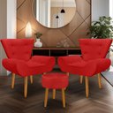 Ver imagem 1 de Kit 2 Poltrona Emilia +puff Redondo Decorativo:vermelho