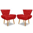Ver imagem 3 de Kit 2 Poltrona Emilia +puff Redondo Decorativo:vermelho