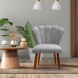 Poltrona Cadeira Pétala Penteadeira - Dritex:suede Cinza