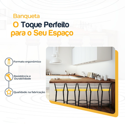 Kit 5 Banquetas para Balcão Bancada Cozinha Bistrô Ilhas Gourmet Bares Banco Flórida Preta - 3