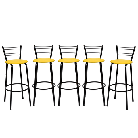 Kit 5 Banquetas para Balcão Bancada Cozinha Bistrô Ilhas Gourmet Bares Banco Flórida Preta