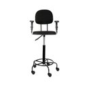 Ver imagem 1 de Cadeira Secretaria Caixa Alta C/ Braço Regulagem - L Duplo Base de Ferro com Apoio de Pés Rodízio Te