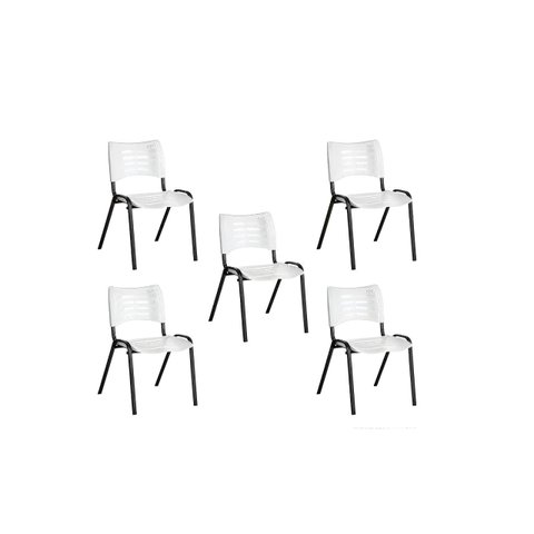 Cadeira Secretária Turim Fixa (kit 5 Peças) - Branco