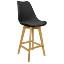 Ver imagem 2 de Kit 5 Banquetas Monty Leda Luisa Saarinen Alta Base Fixa Madeira