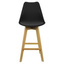 Ver imagem 3 de Kit 5 Banquetas Monty Leda Luisa Saarinen Alta Base Fixa Madeira