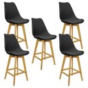 Ver imagem 1 de Kit 5 Banquetas Monty Leda Luisa Saarinen Alta Base Fixa Madeira