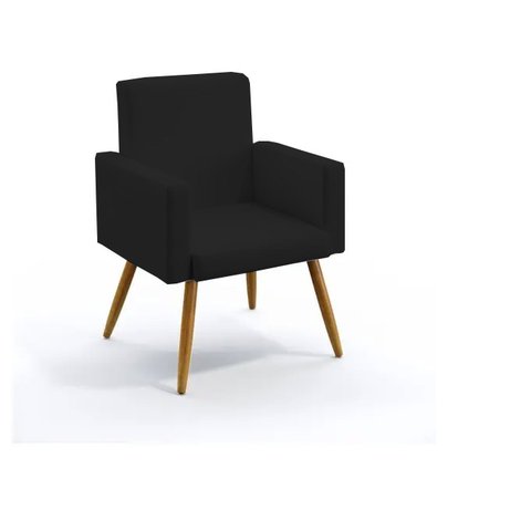 Poltrona Nina Decorativa Suede Preto para Escritorio, Sala Salão Biselos-decor