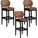Ver imagem 1 de Kit 03 Banquetas Alta Para Cozinha Madeira Fixa Betta L02 Preto Couríssimo Marrom - Lyam Decor