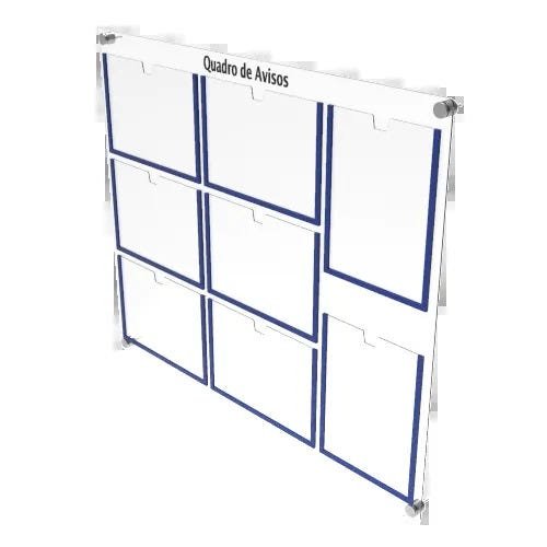 Quadro de Avisos em Acrílico 8 Folhas Colorido - - Azul - 2